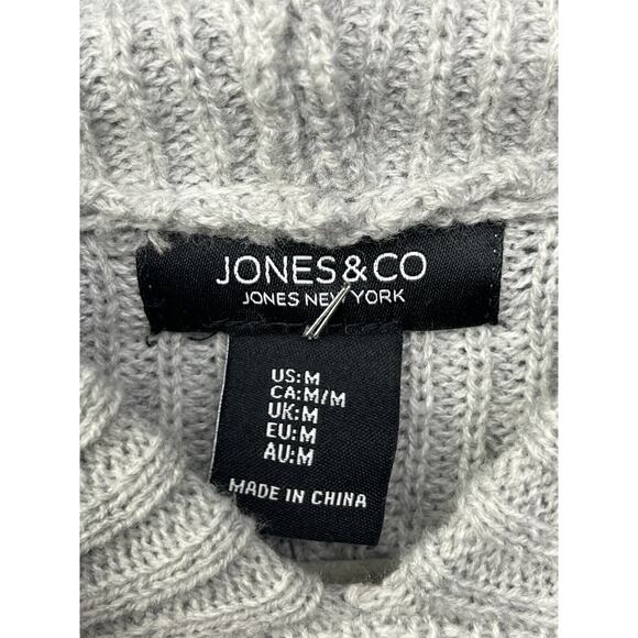 Jones NY Hooded Sweater Womens Medium Pockets Gray ruffle sleeves Chunky - Picture 5 of 6